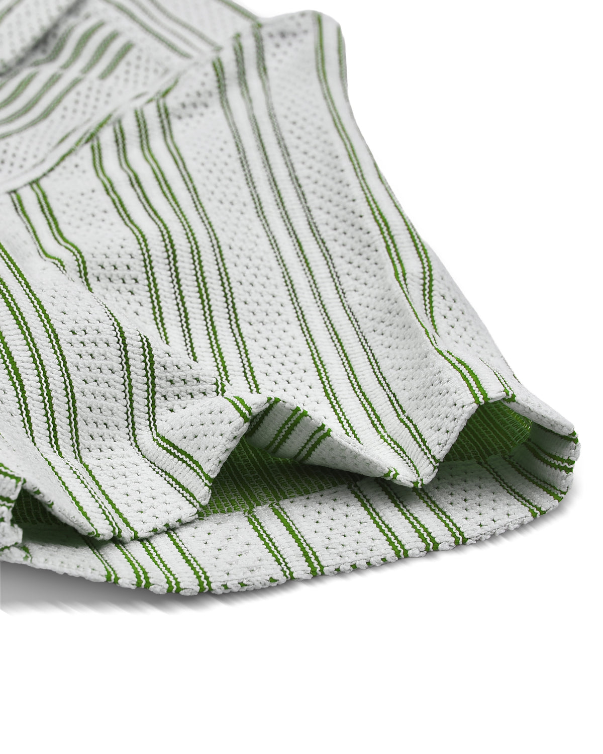 Summer Camp Collar Casual Shirt in White and Green Stripes - 5