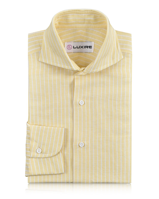 Cotton Linen: White Pencil Stripes On Pastel Yellow