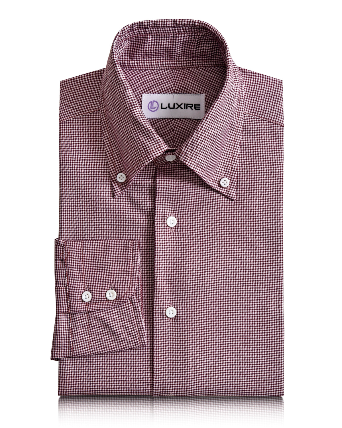 Maroon Houndstooth Checks on White - 1