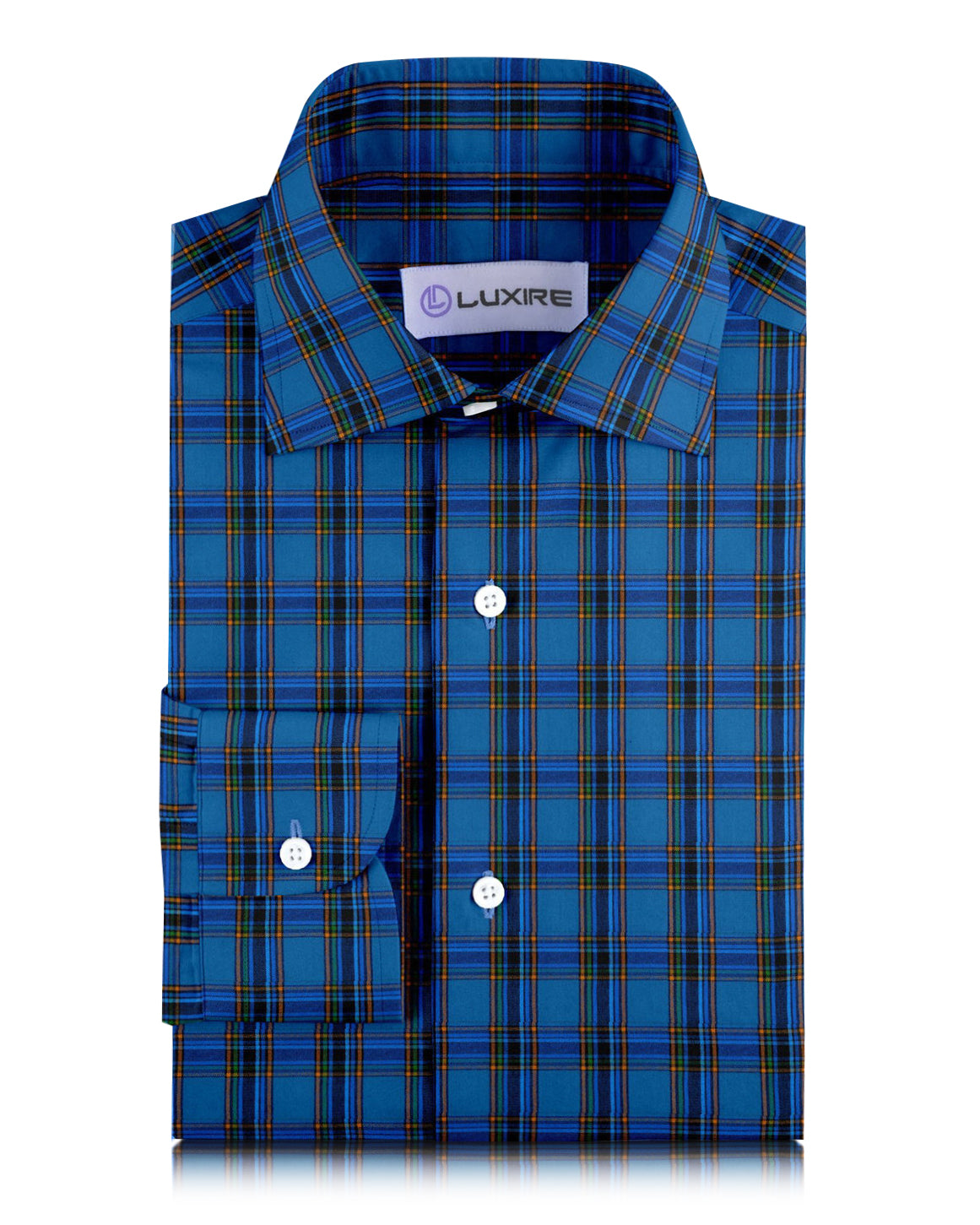 Blue Black Dark Orange Green Tartan Checks - 1