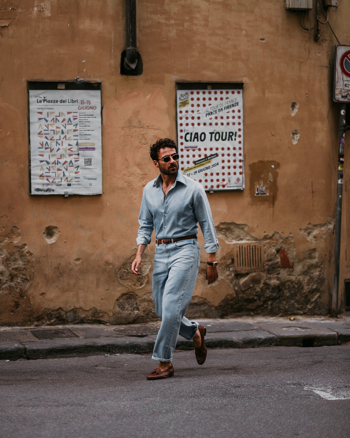 Fade Washed Light Blue Denim Chambray Shirt - 8
