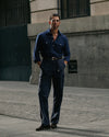 Navy Blue Linen Summer Shirt