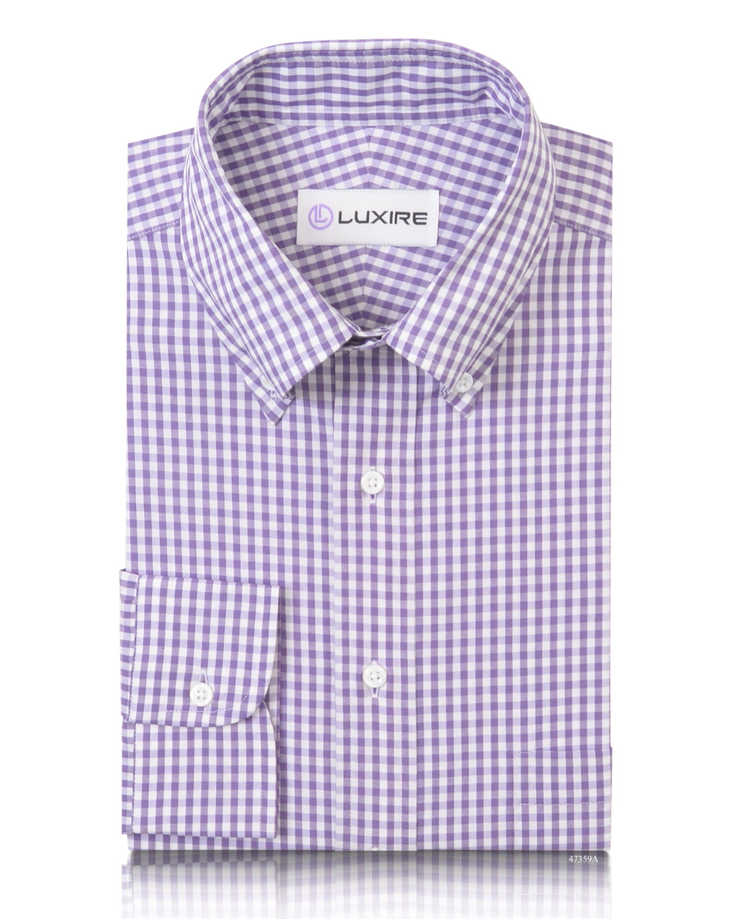 Dark Purple Gingham on White Shirt