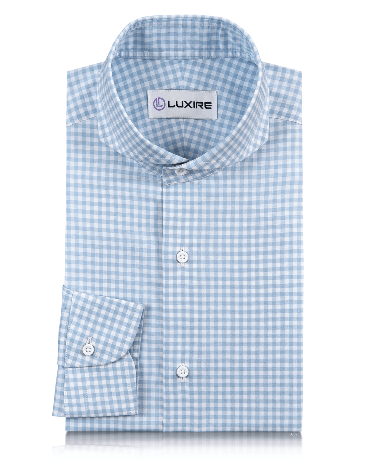 Soft Light Baby Blue Mini Gingham Shirt - 1