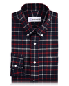 Red White on Navy Tattersall Twill Flannel