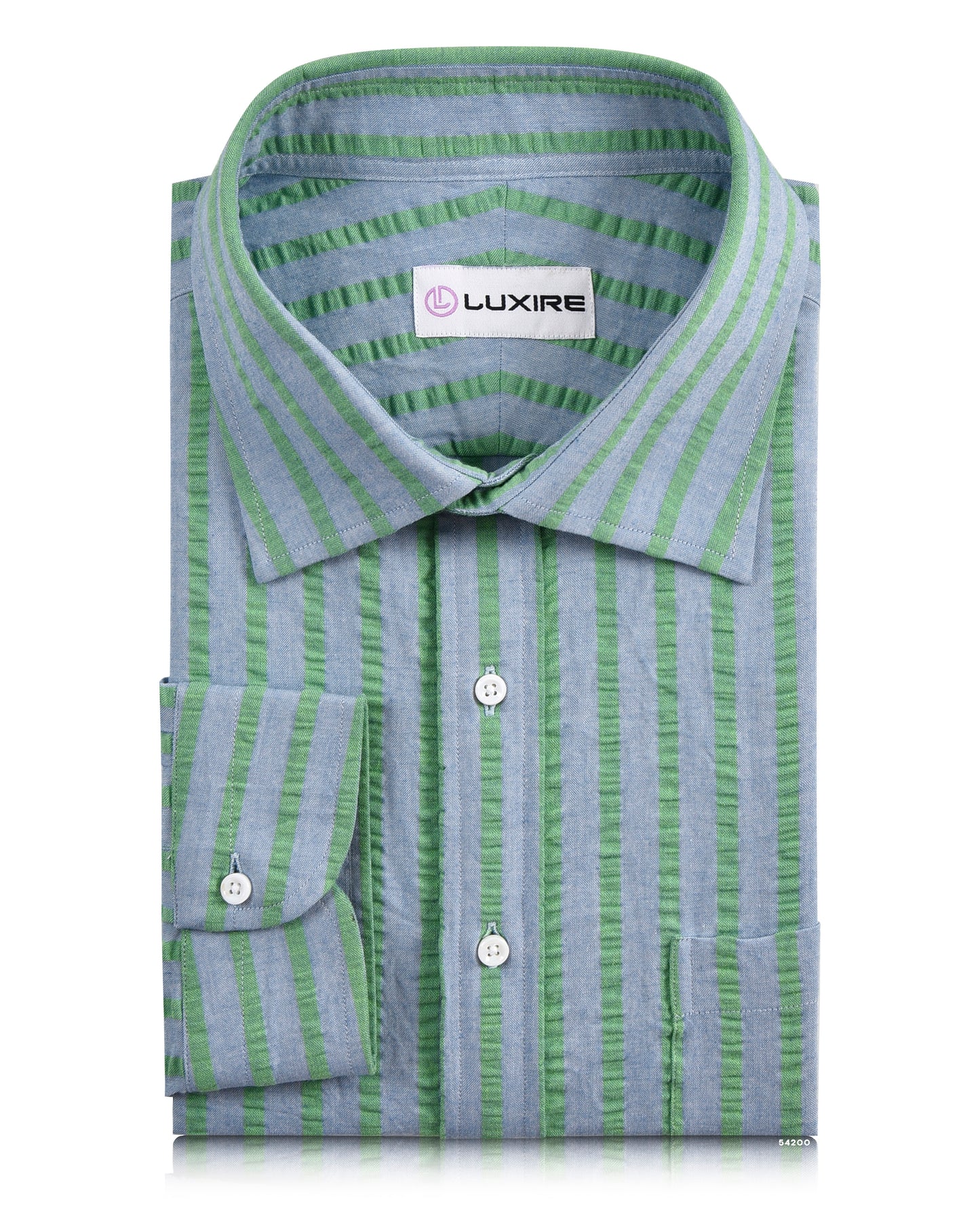 Cotton Blue Green Seersucker