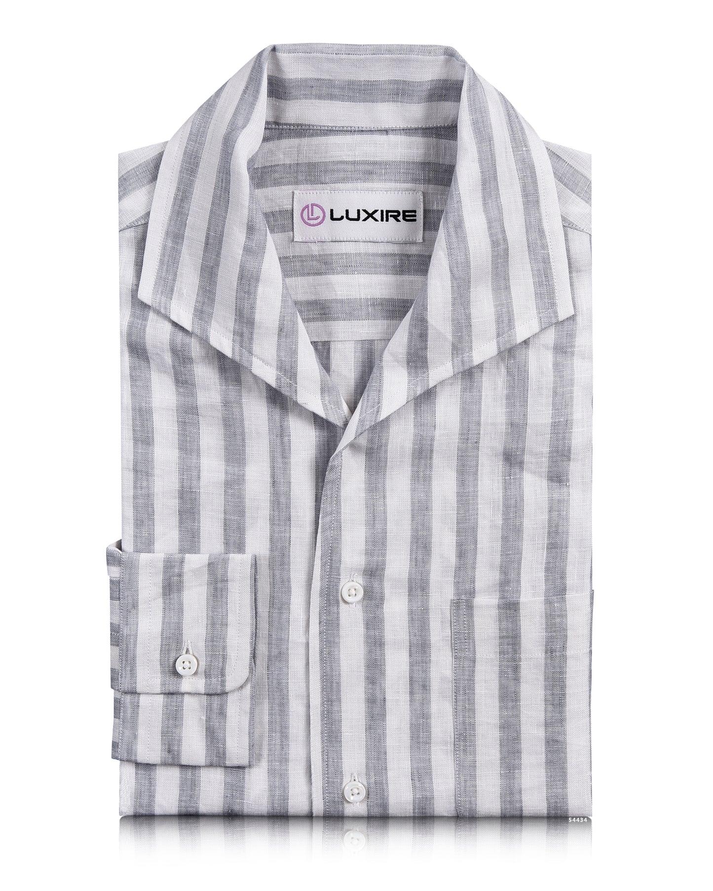 Linen: Grey Tape Stripes On White Shirt