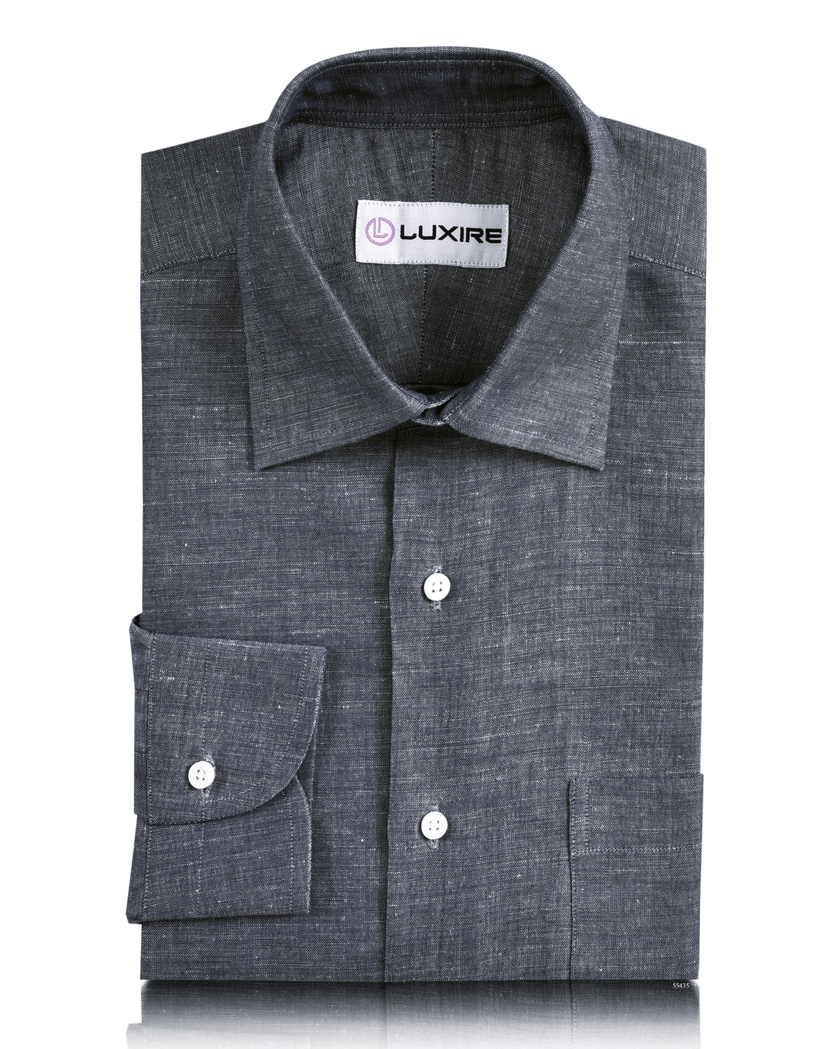 Cotton Linen: Greyish Navy Chambray Shirt - 1