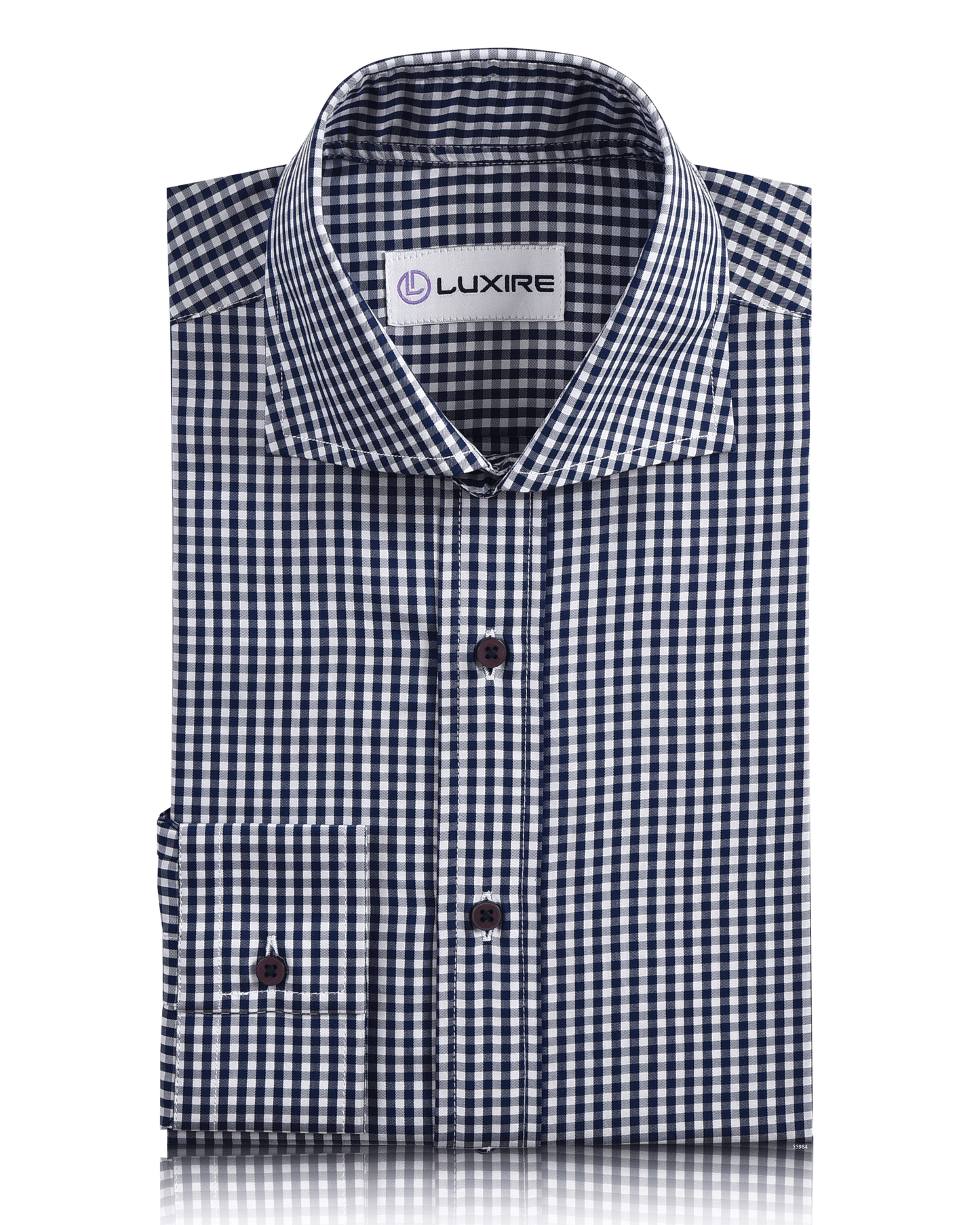 Navy and White Macro Gingham Checks Shirt