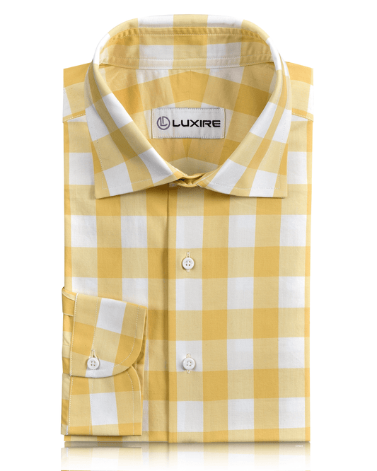 Golden Yellow Windowpane Checks On White