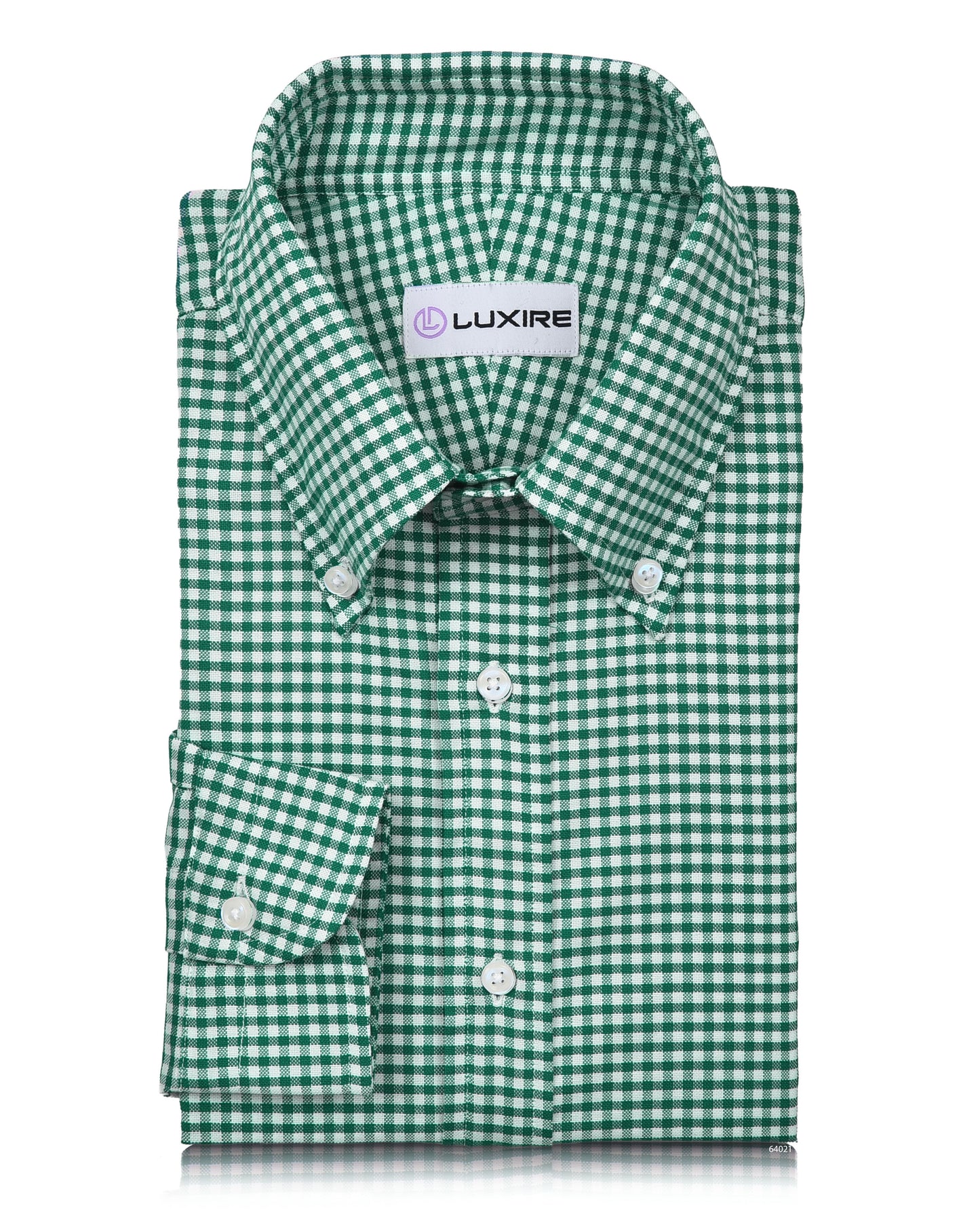 Oxford Lincoln Green Gingham on White