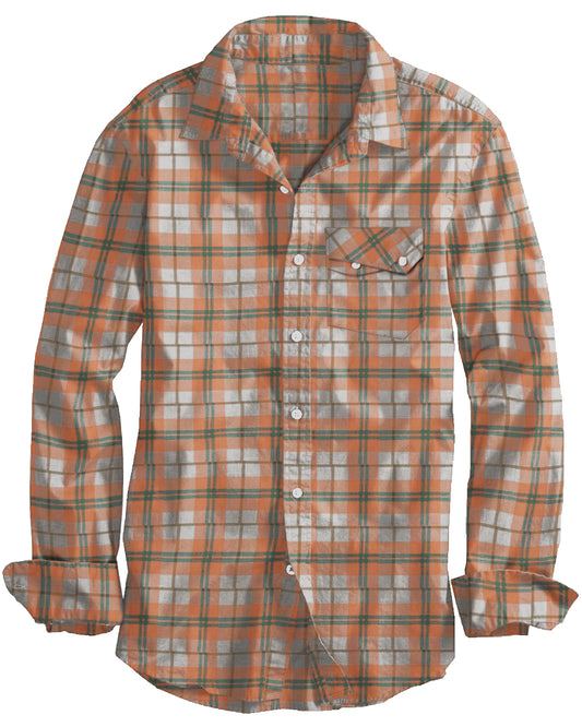 Orange Turquoise Cream Madras Checks Twill