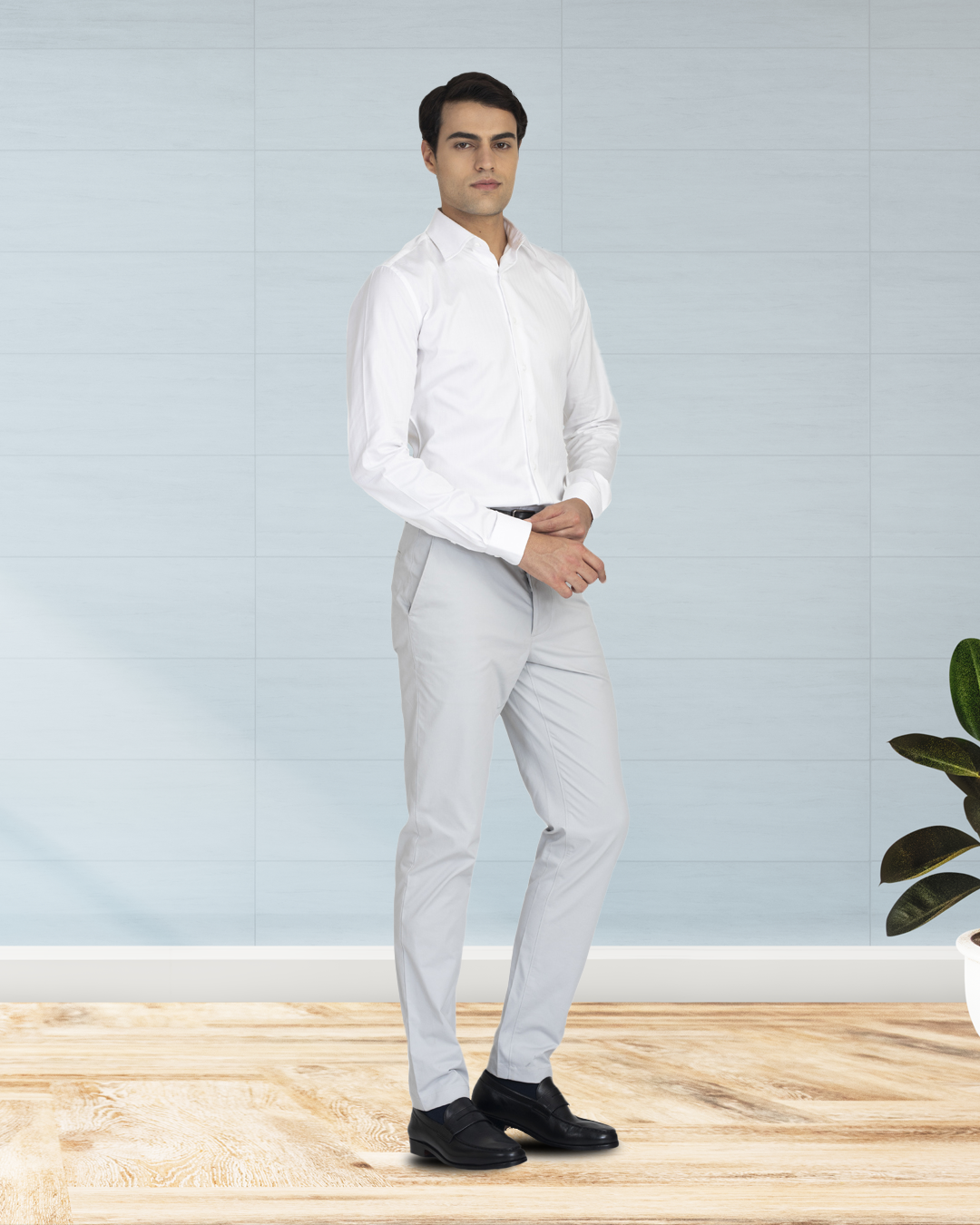 Brembana White Herringbone Shirt