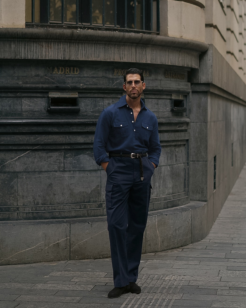 Navy Blue Linen Summer Shirt - 9