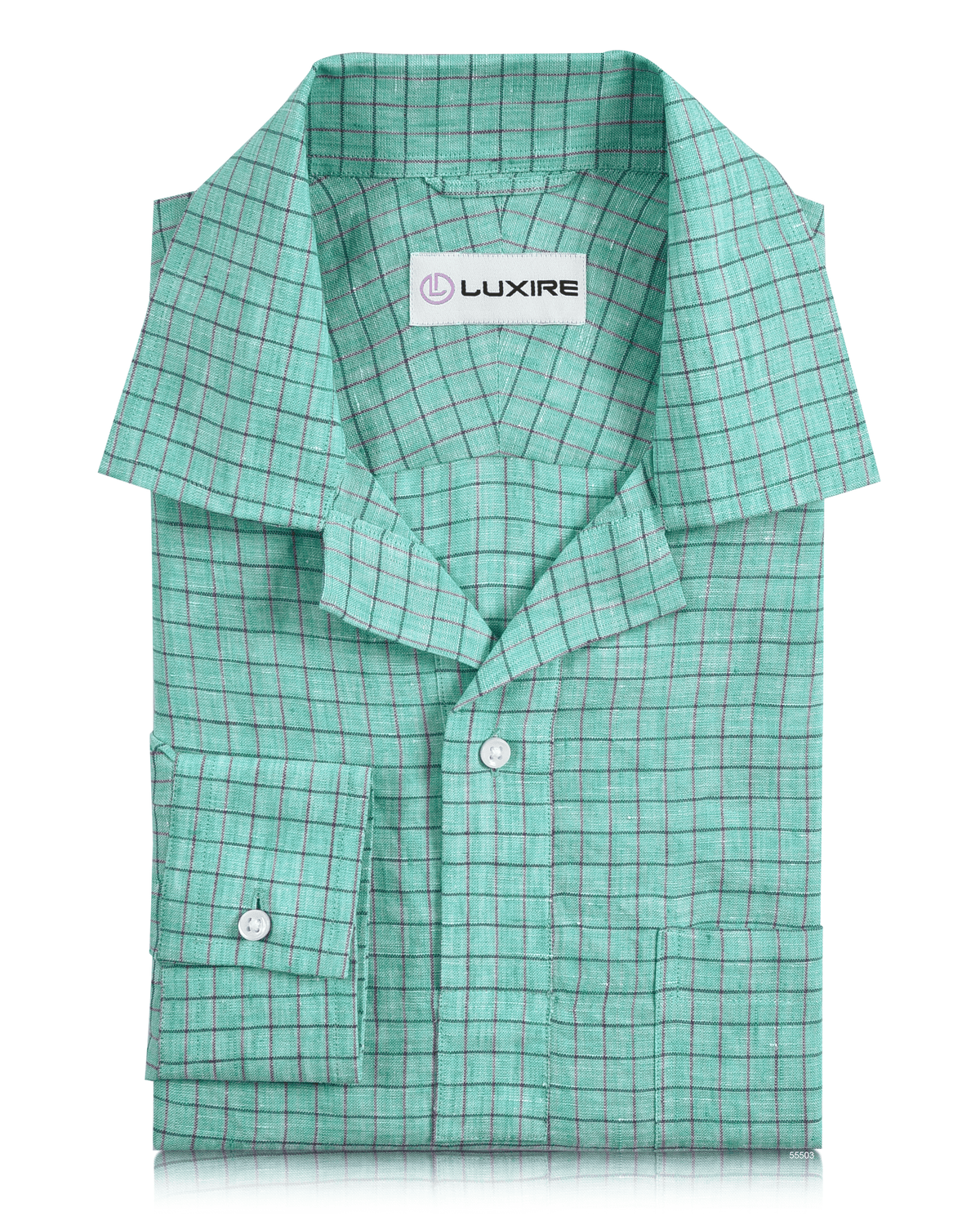 Linen: Persian Green With Pink Blue Pin Graph Checks - 1