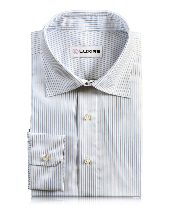 Blue and Black Pin Stripes On White Shirt