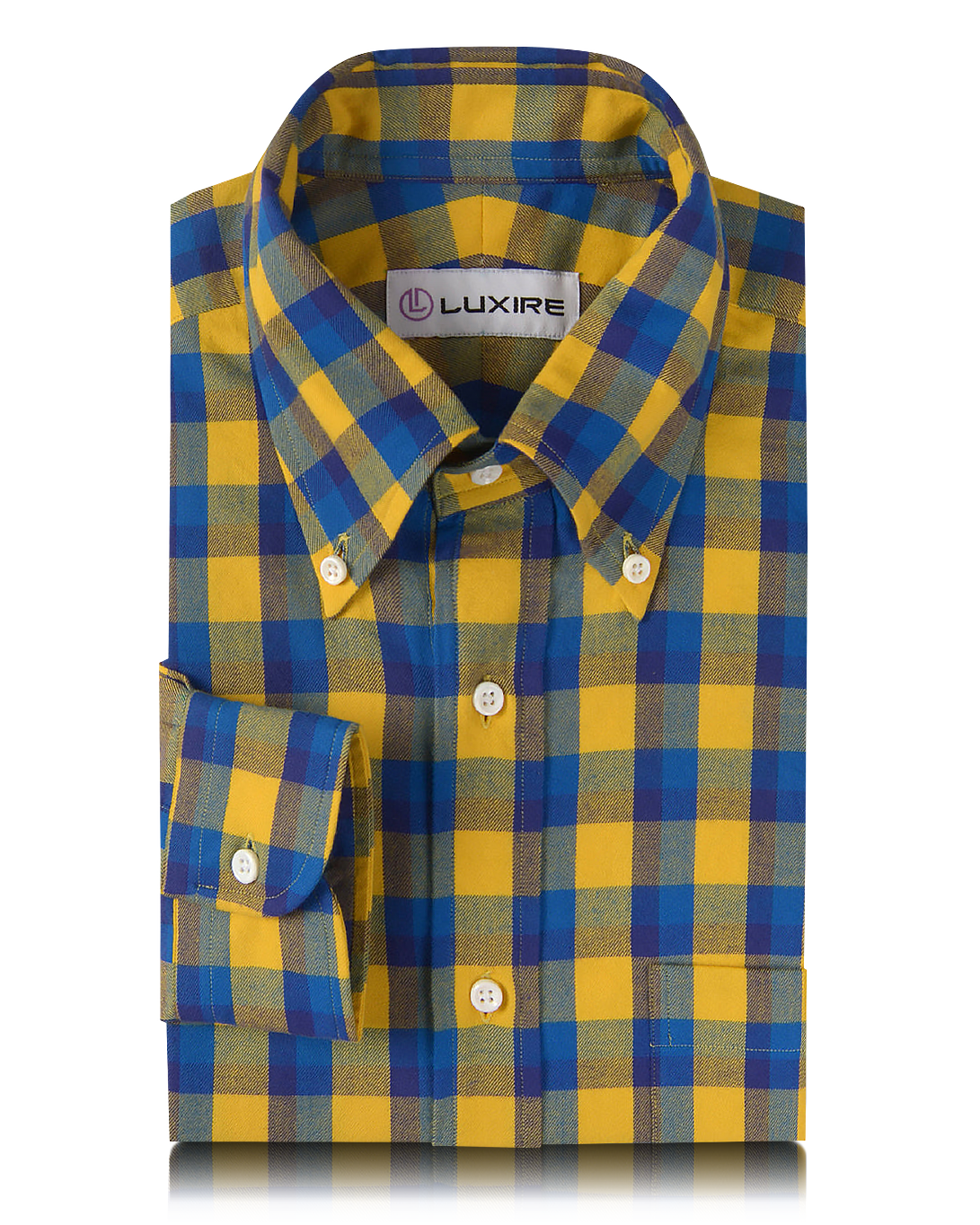 Yellow Blue Twill Checks Shirt - 1