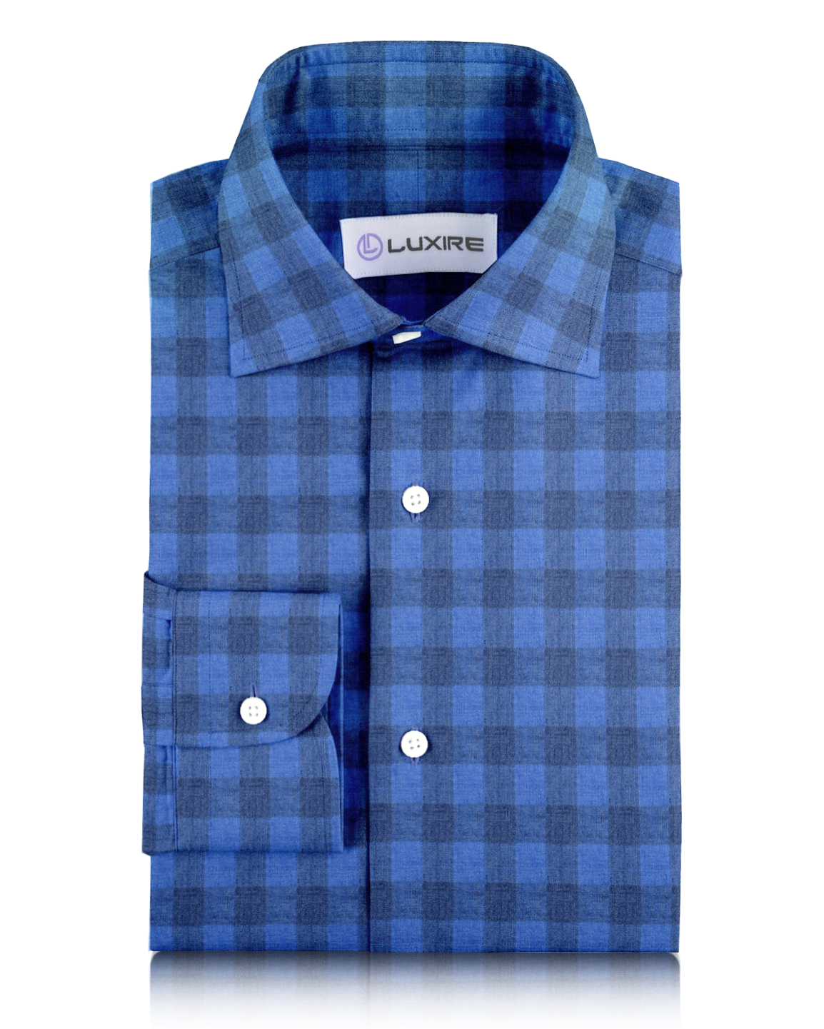 Linen: Shark Blue Casual Gingham - 1
