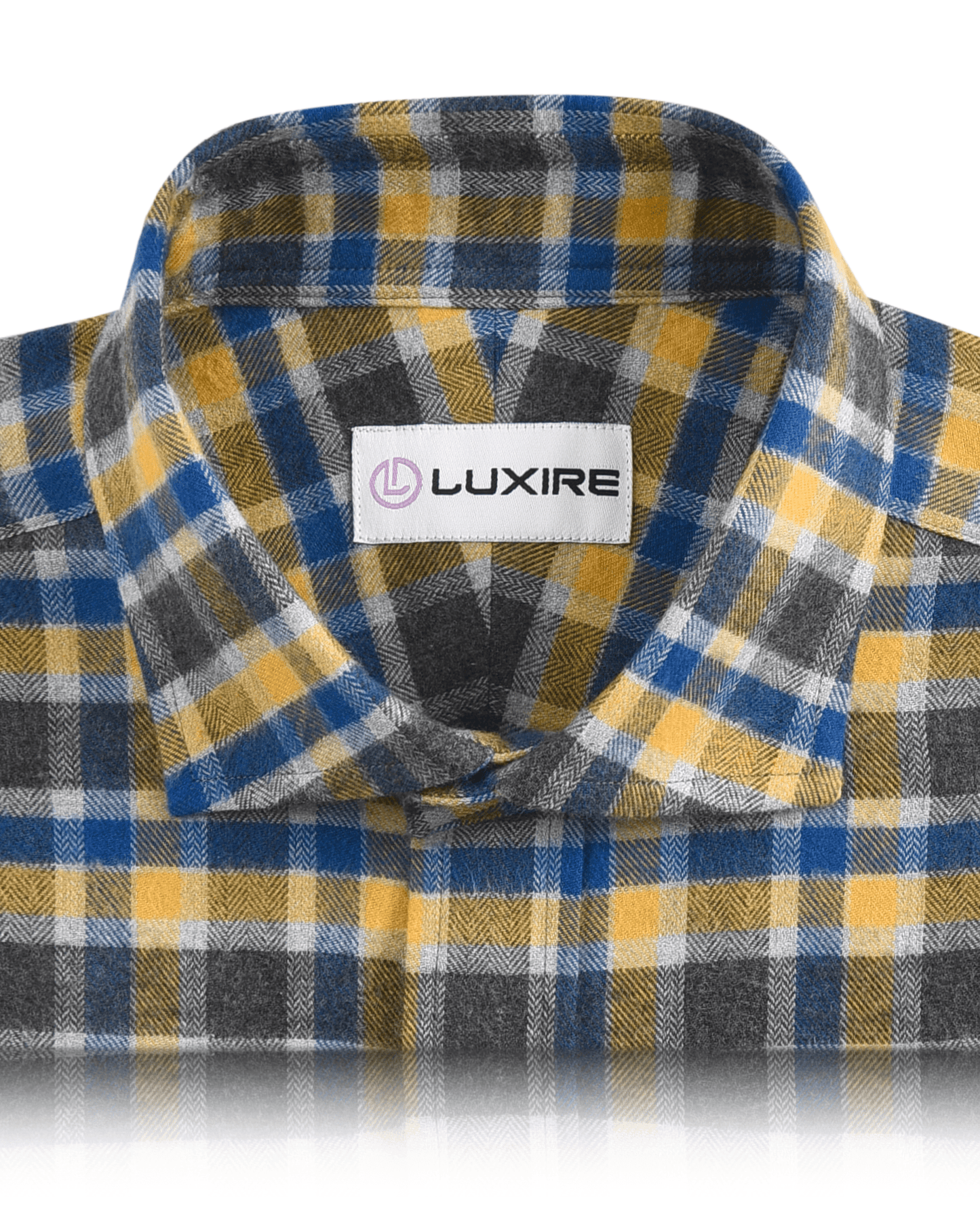 Yellow Blue Grey Herringbone Checks Work Shirt