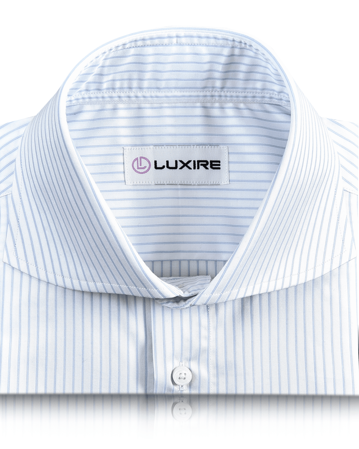 Luxire Priviledge: Pale Blue Pin Stripes On White Dobby Shirt - 2
