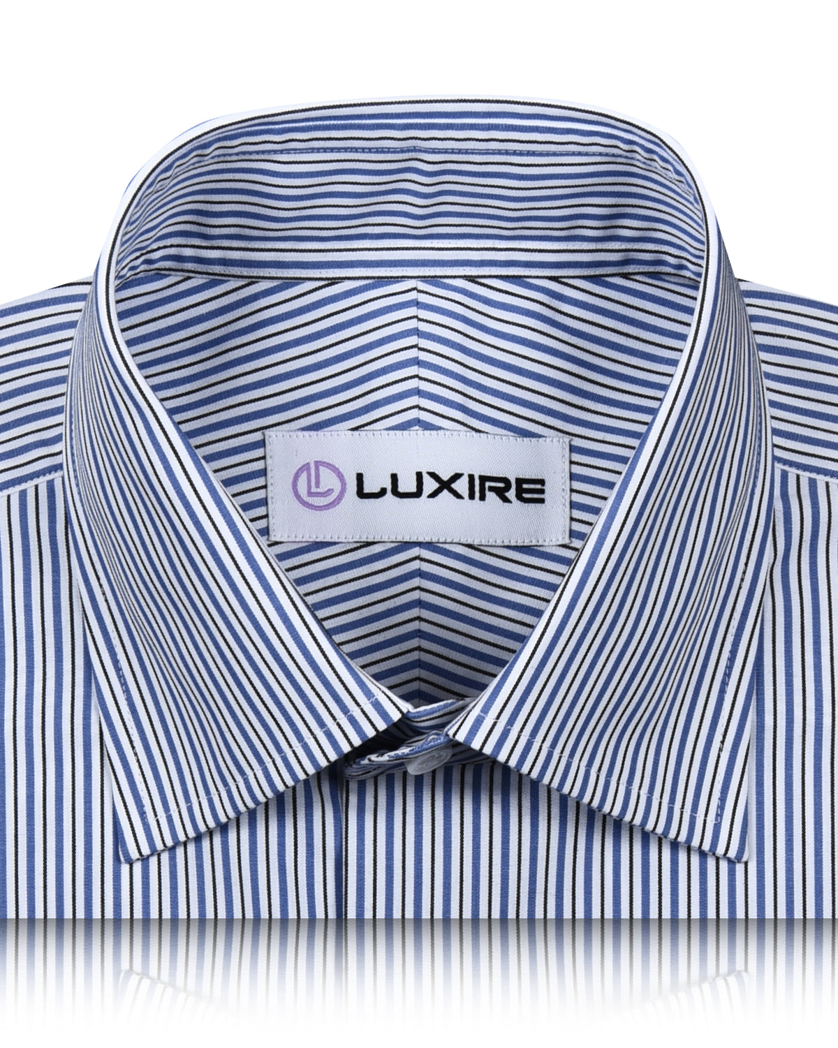 White Blue Black Alternate Pencil Stripes on White - 2