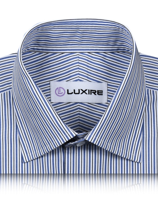 White Blue Black Alternate Pencil Stripes on White