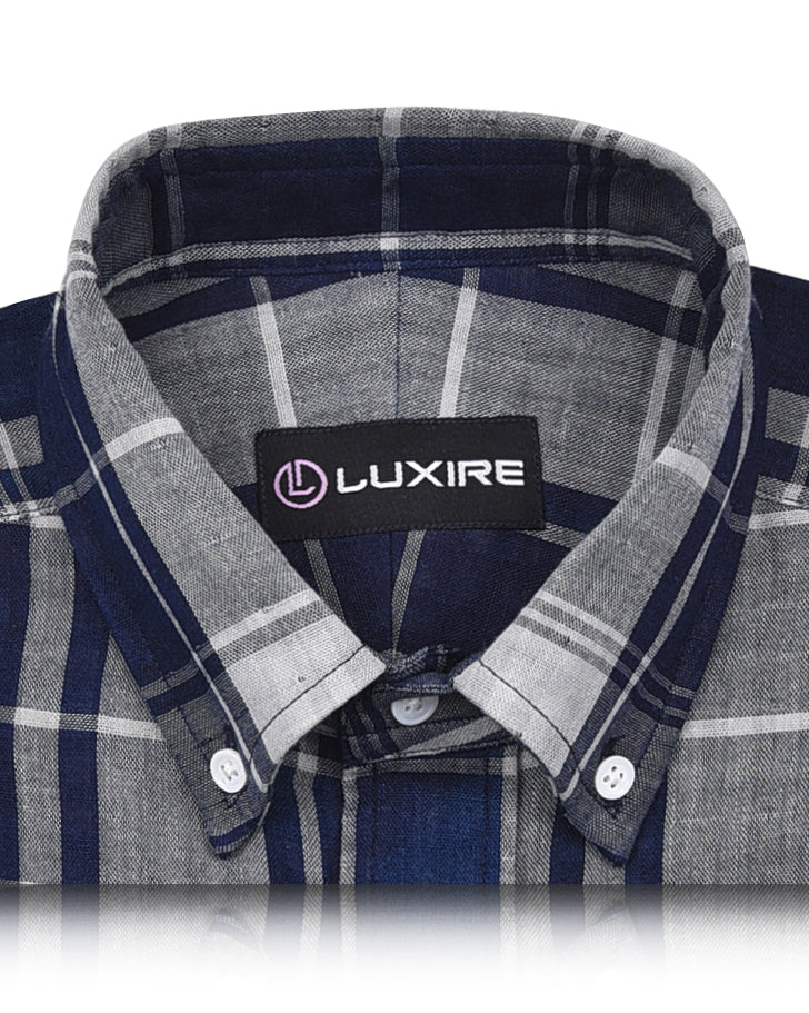Aegean Blue Grey Checks Shirt