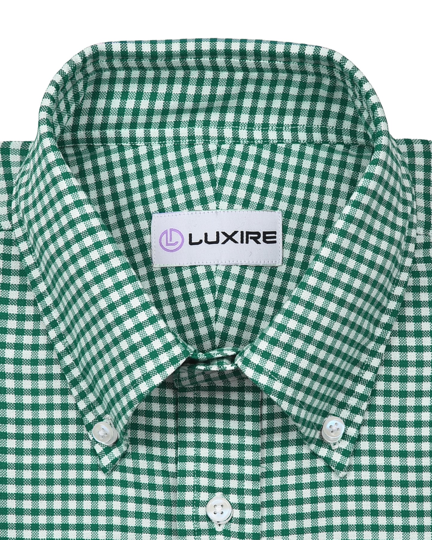 Oxford Lincoln Green Gingham on White