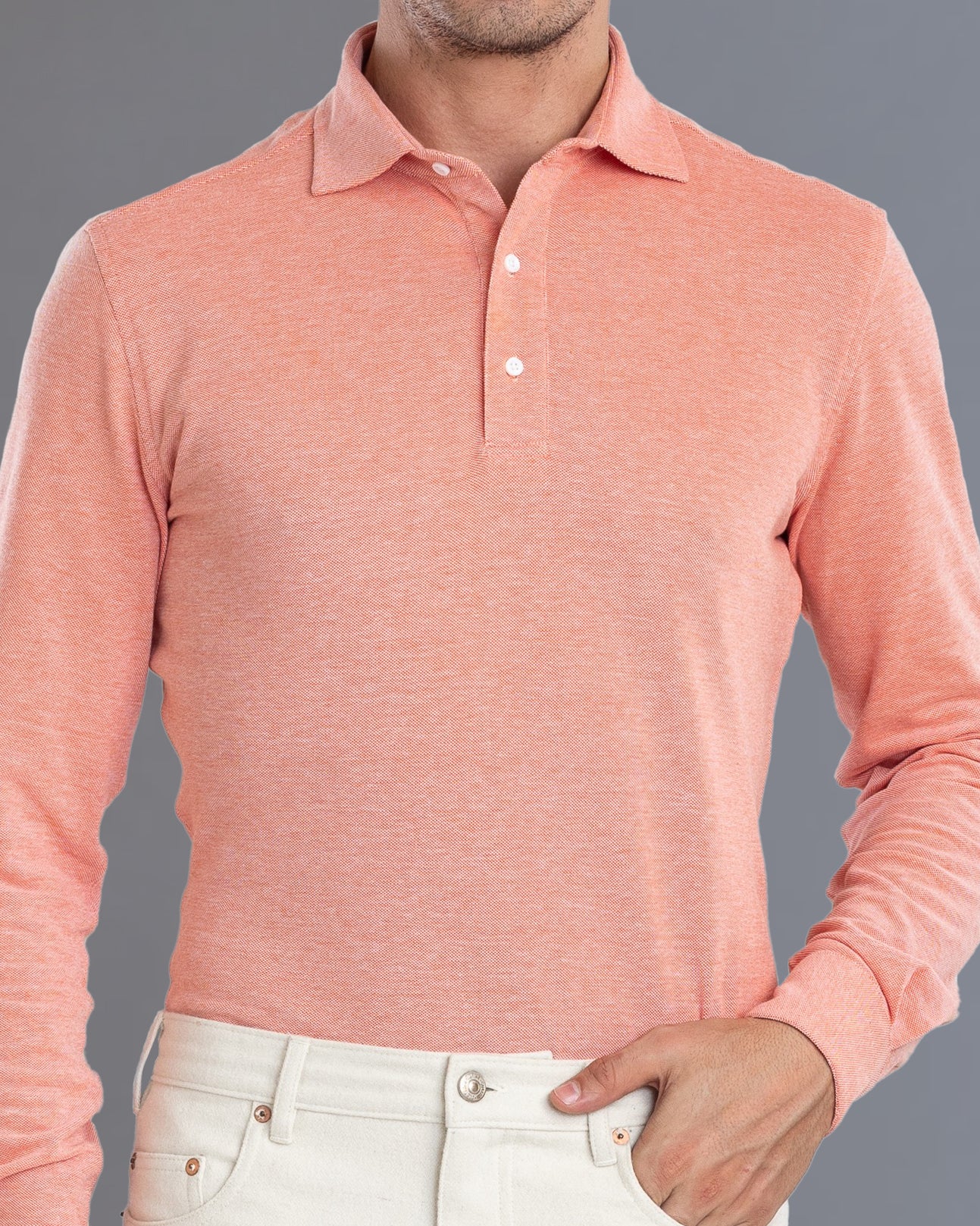 Orange White Heather Polo T-Shirt