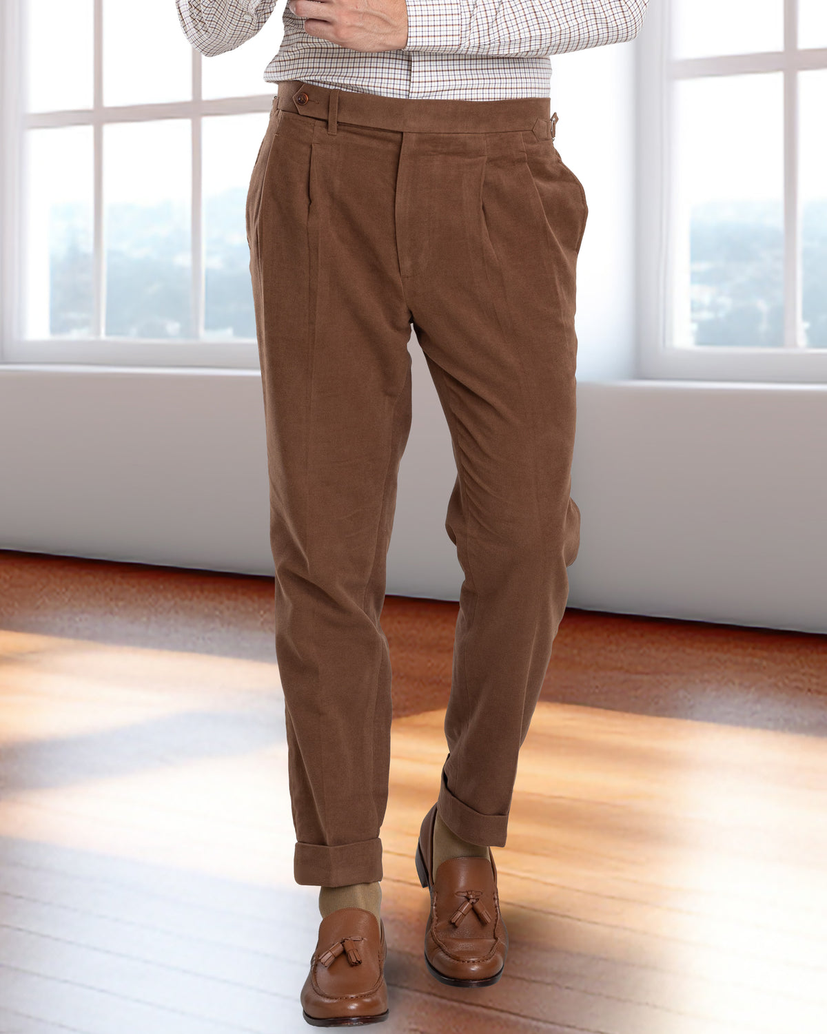 Zegna Brown Cashco Moleskin Dress Pant - 1