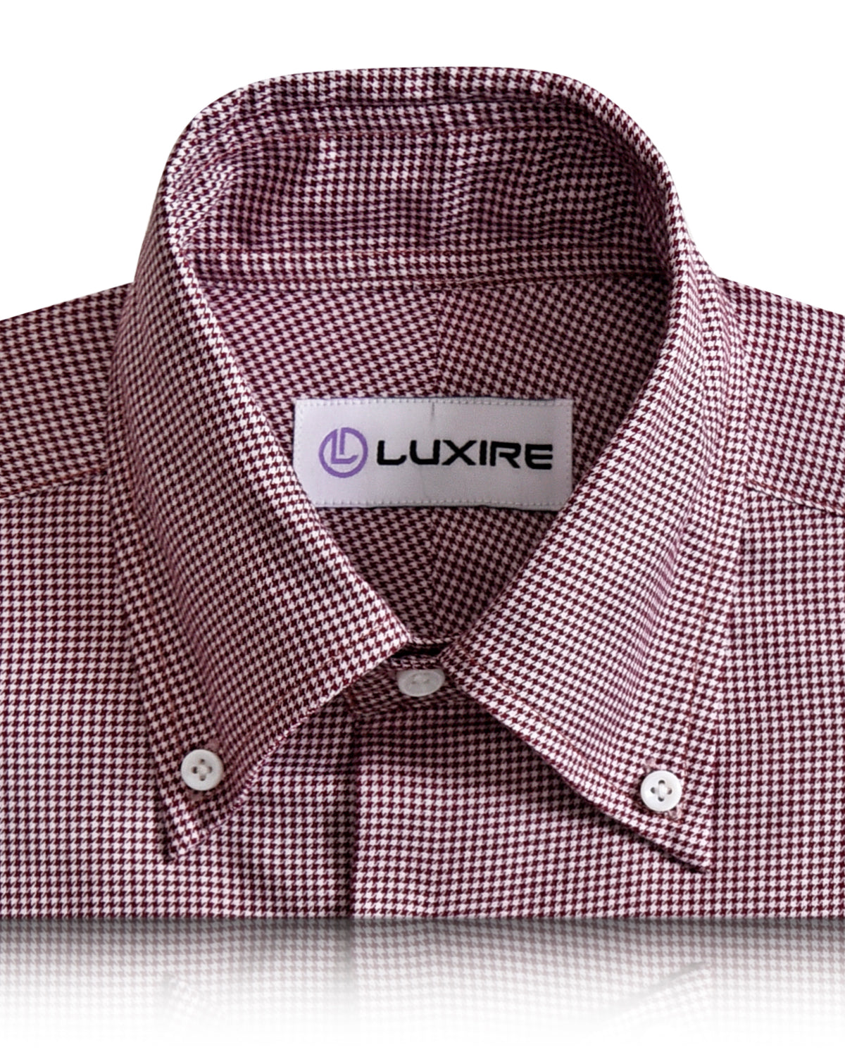 Maroon Houndstooth Checks on White - 2