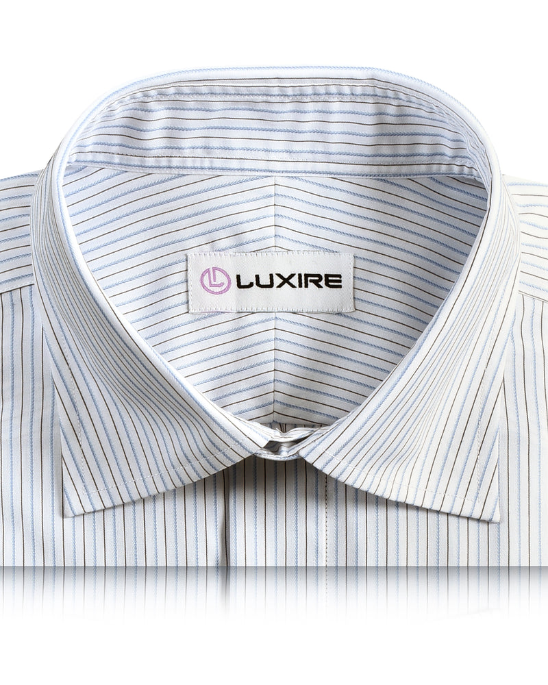 Blue and Black Pin Stripes On White Shirt