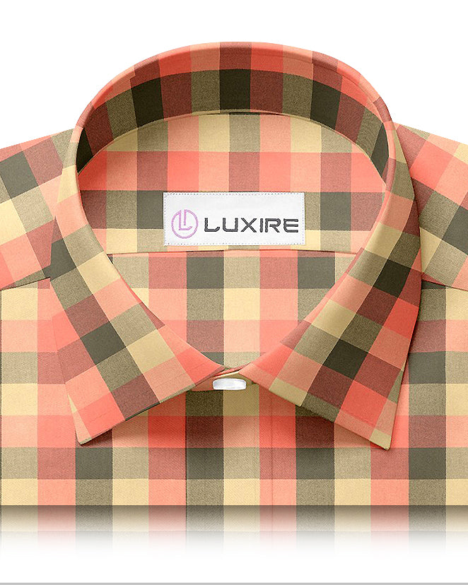 Orange Olive Tan Windowpane Twill Flannel Work Shirt