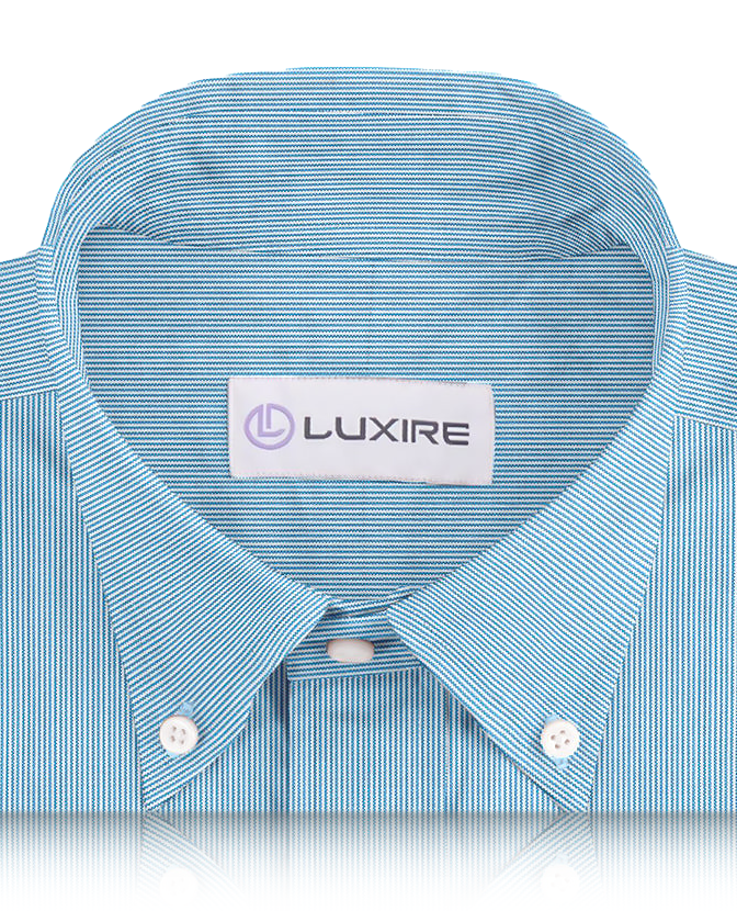 Linen: Candy Blue White Thin Dress Stripes - 2