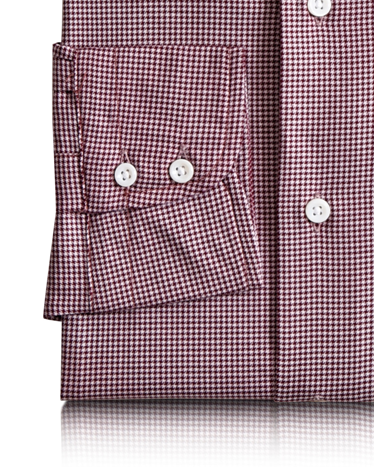 Maroon Houndstooth Checks on White - 3