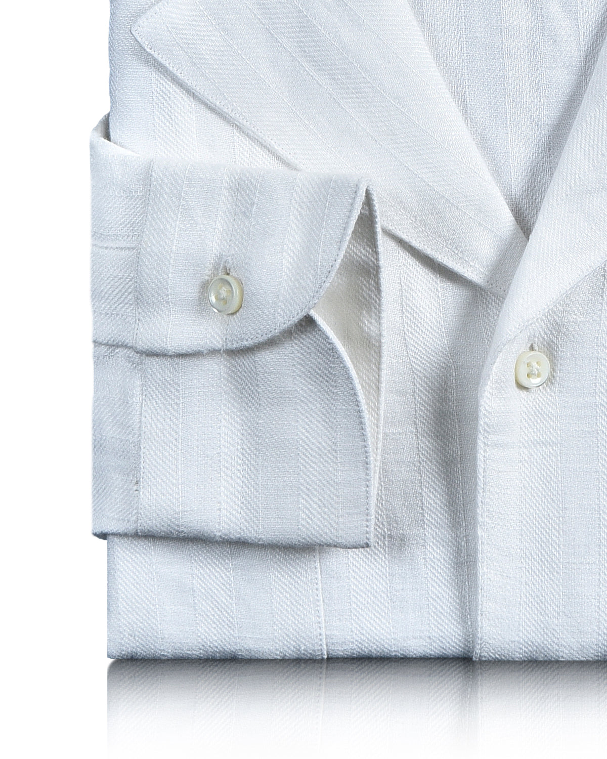 White Linen Shirt with Wide Stripes - 3