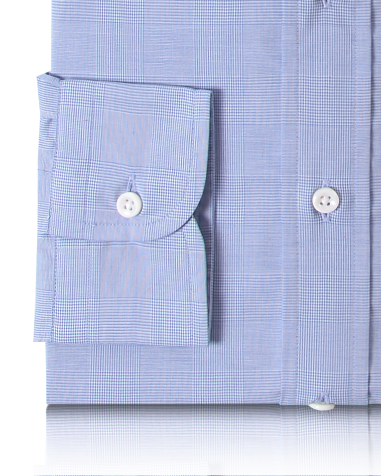 Glen Plaid Blue on White Shirt - 3