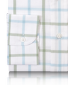 Sky Blue and Green Checks on White Shirt