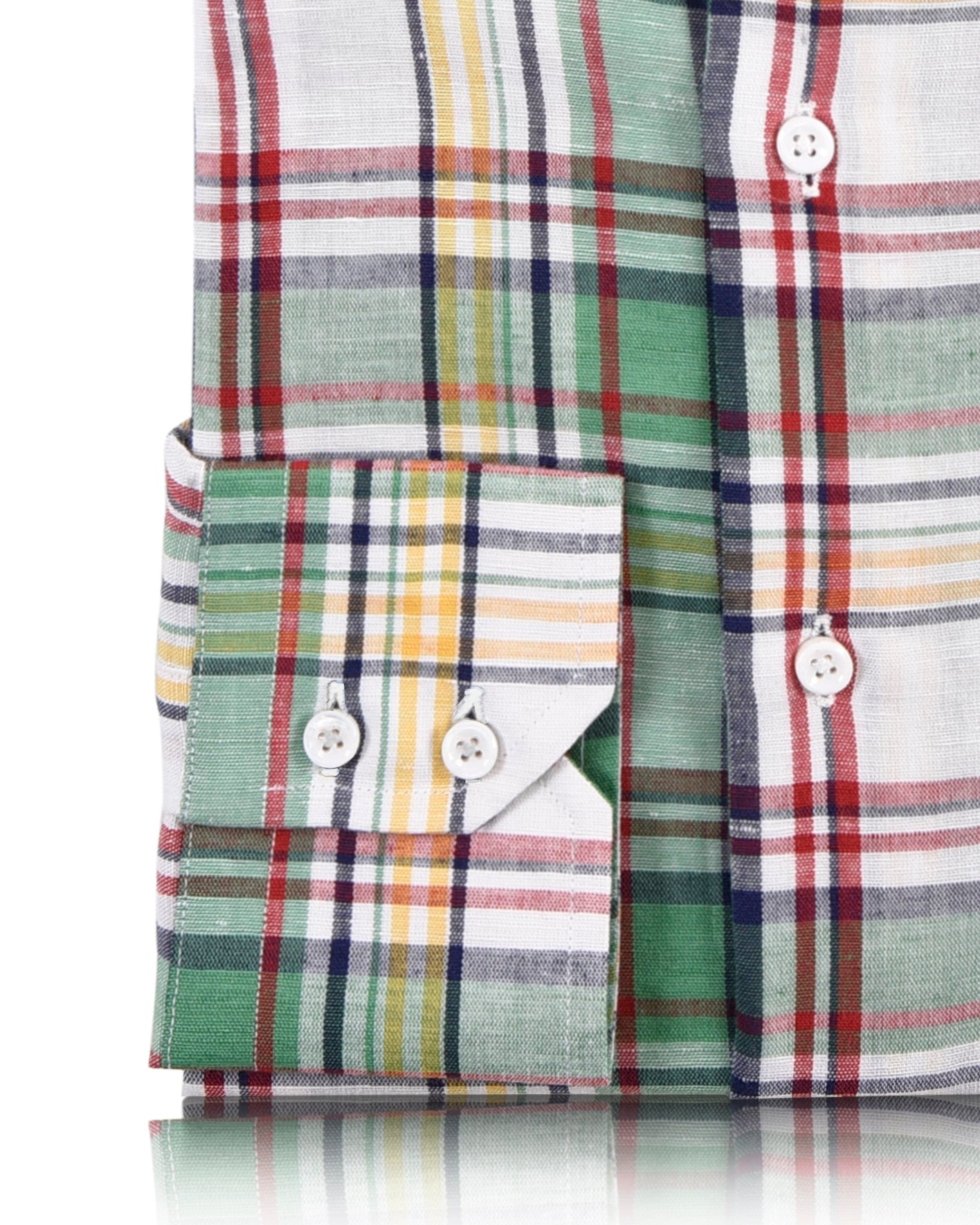 Cotton Linen: Classic Multi-color Madras Checks Shirt