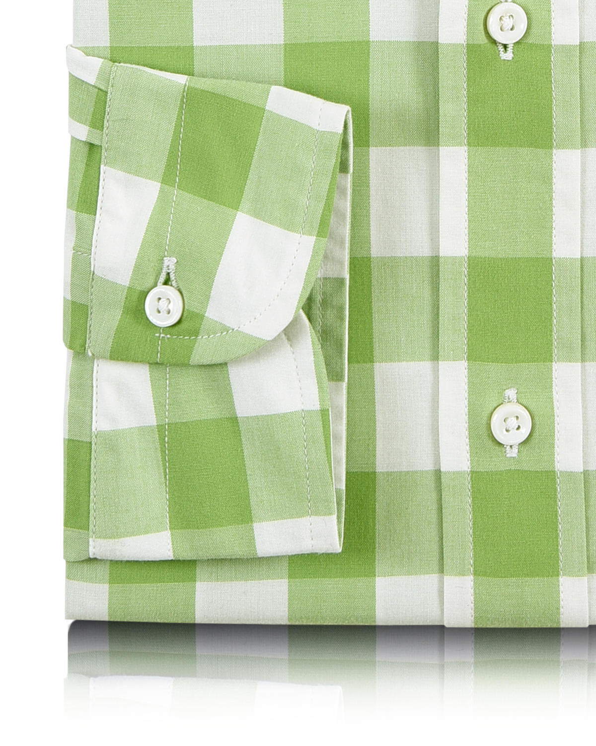 Green and White Gingham Checks Shirt - 3