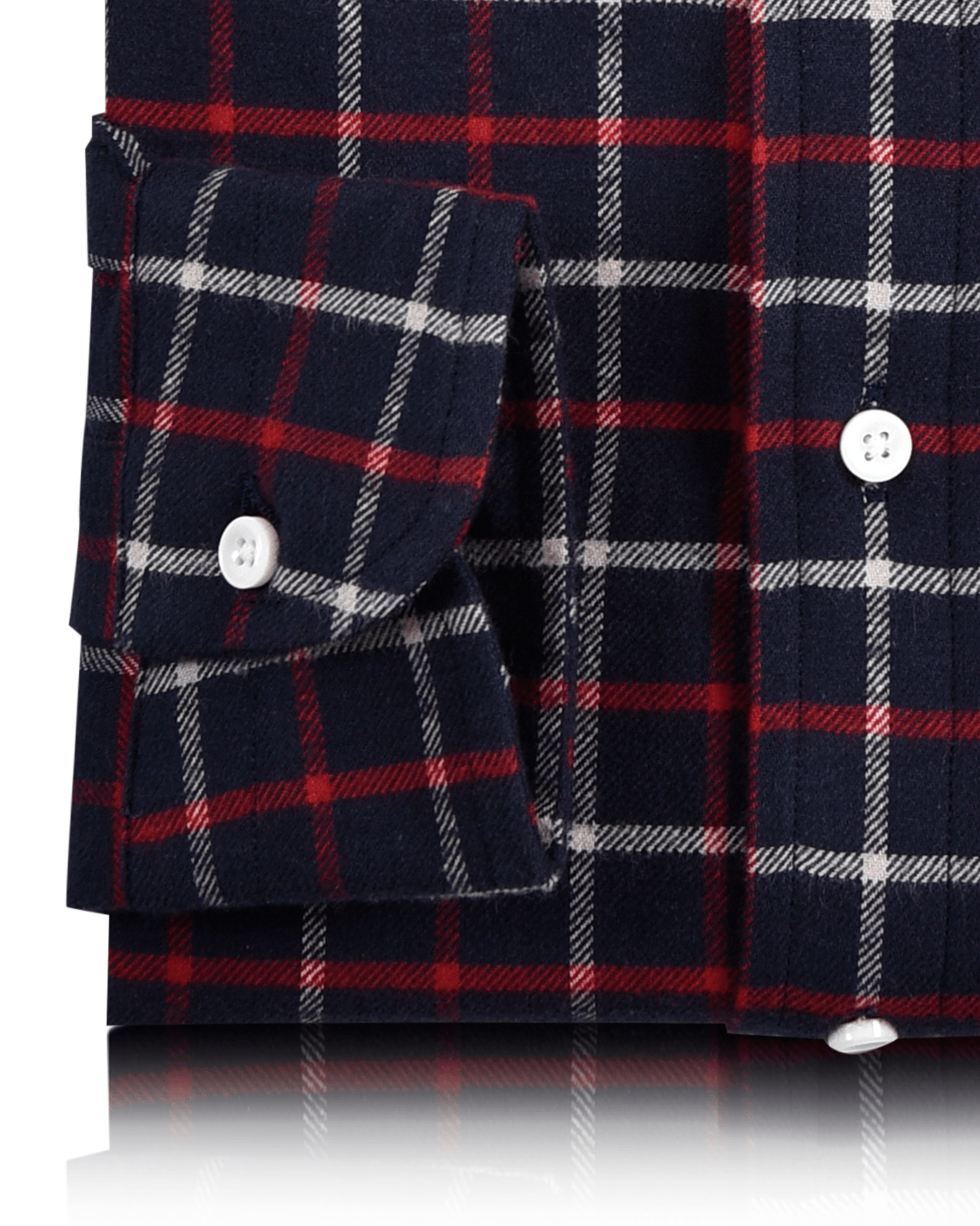 Red White on Navy Tattersall Twill Flannel - 3