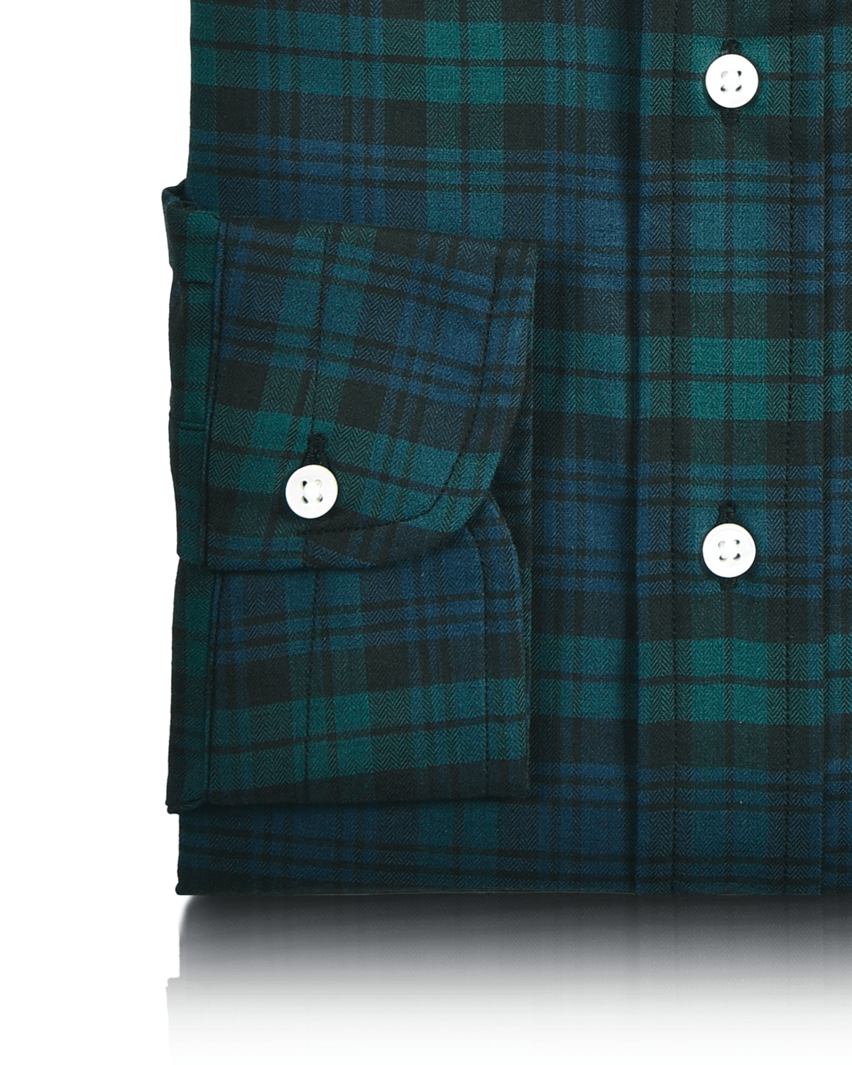 Blue and Green Herringbone Shirt - 3