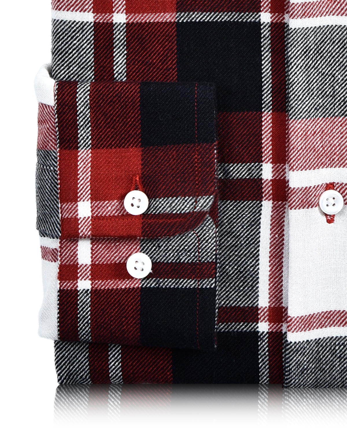 Bold Twill Red Black Checks on White - 3