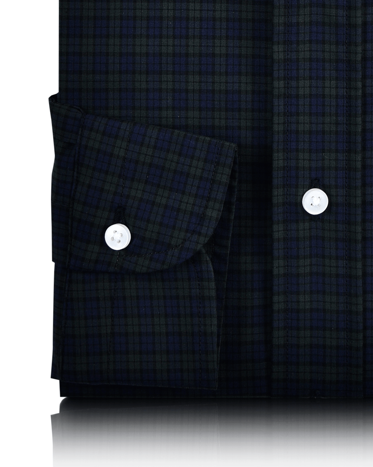 Dark Green On Blue Tattersall Blackwatch Shirt - 3