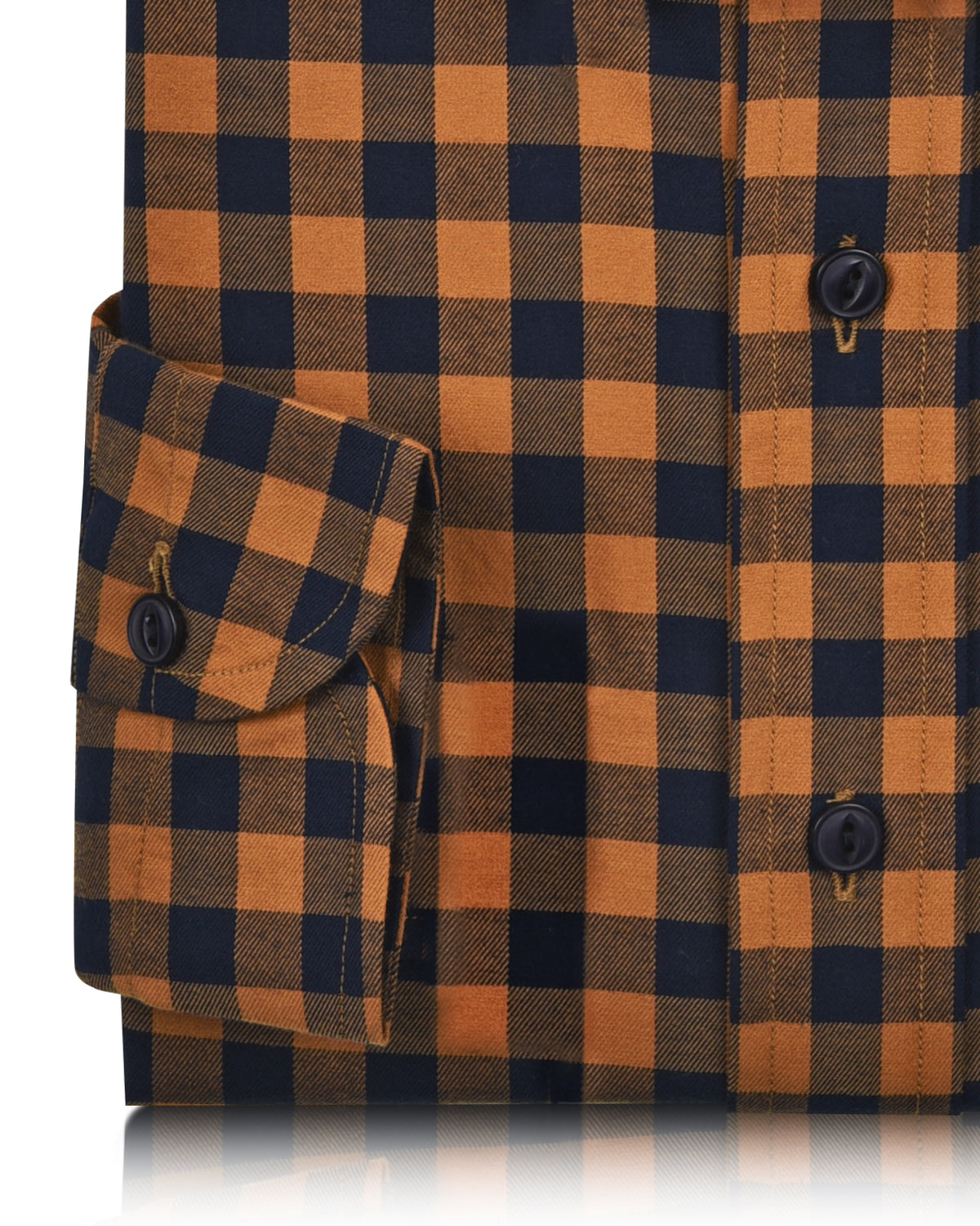 Navy tan Gingham Shirt - 3