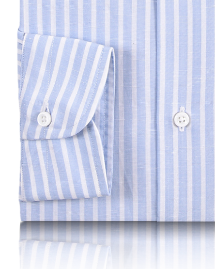 Brembana Sky Blue Slub Awaning stripes Shirt - 8
