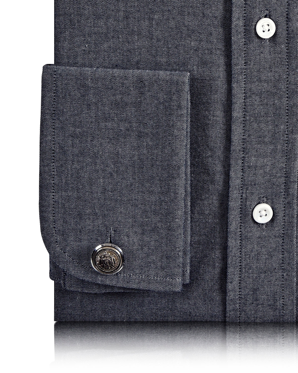 Navy Greyed Madapolam Chambray - 3