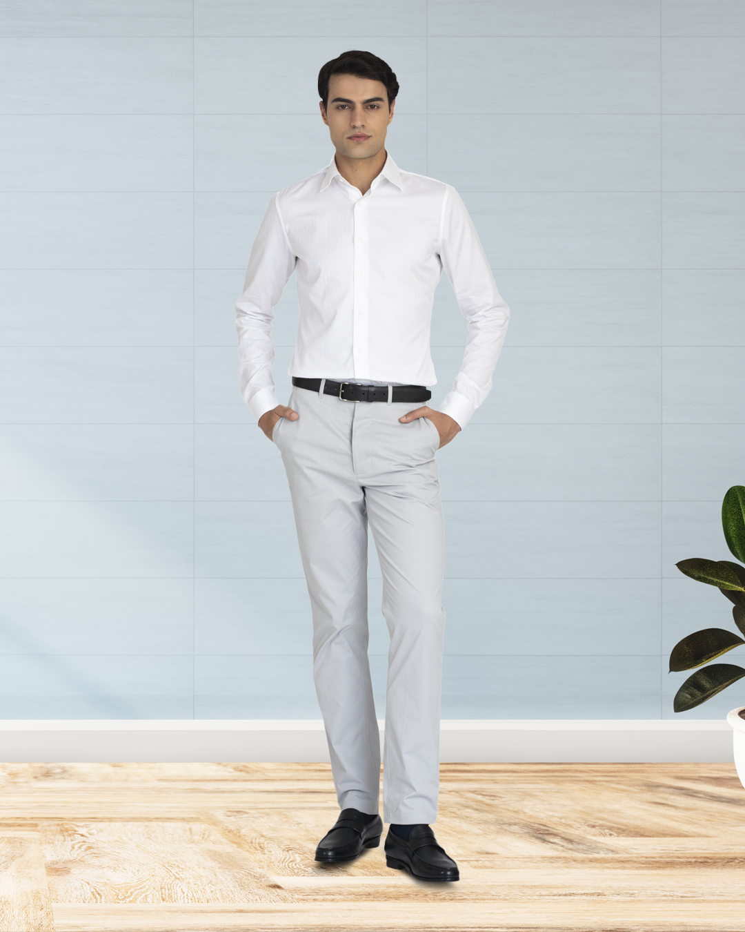 Brembana White Herringbone Shirt