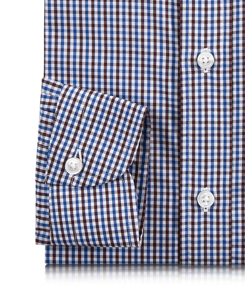 Blue Brown White Gingham Checks