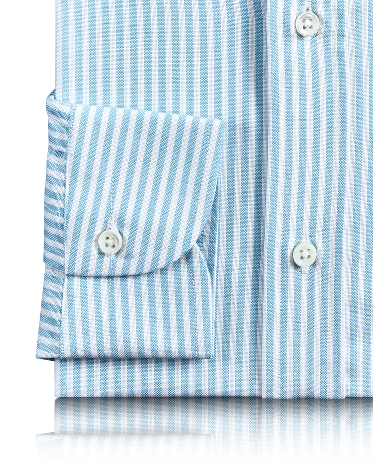 Ferozi Blue on White Oxford University Stripes Shirt - 3